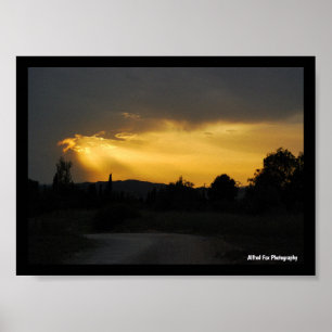 Heavenly Sun Rays in Sky Landscape Poster