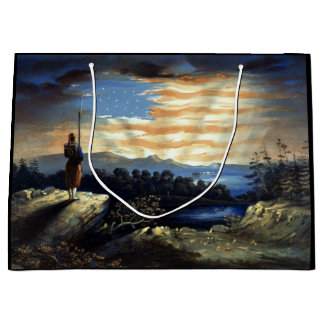 Heavenly Sunrise of American Flag in County   Large Gift Bag