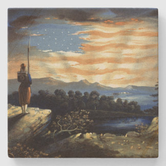 Heavenly Sunrise of American Flag in County   Stone Coaster