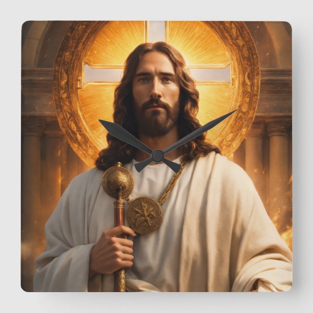 "Heavenly Time" Square Wall Clock (Front)