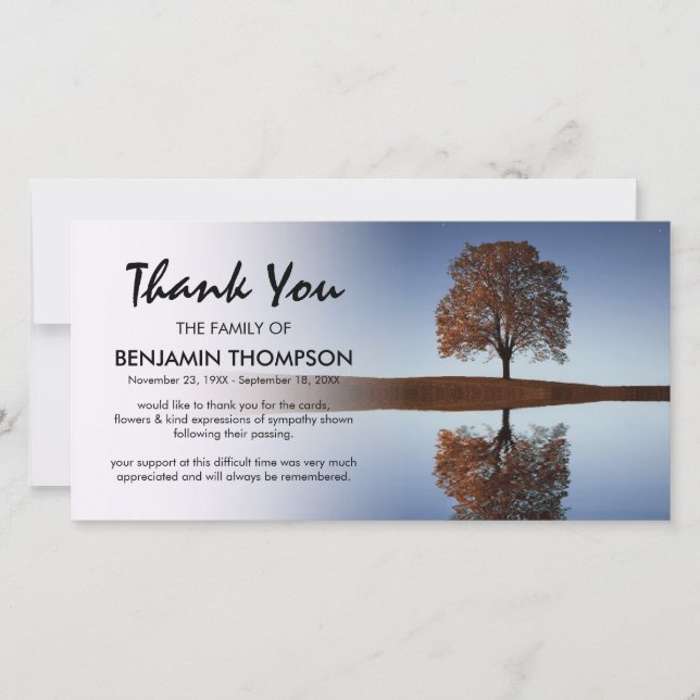 Heavenly Tree Reflection Funeral Thank you (Front)