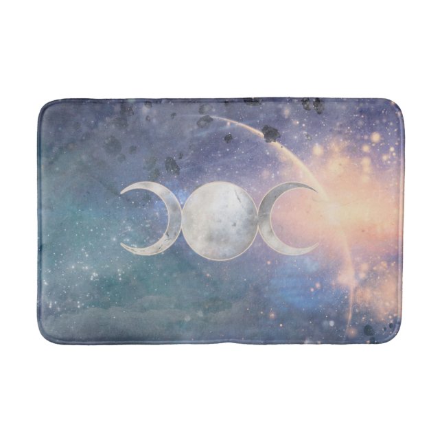 Heavenly Universe Triple Moon Goddess Moonstone Bath Mat (Front)