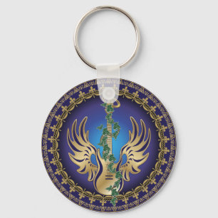 Heavenly Winged Guitar Keychain