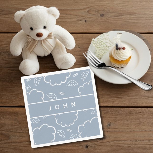  HeavenlyPersonalized Name Angel Halo Cloud Blue   Napkin (HeavenlyPersonalized Name Angel Halo Cloud Blue)