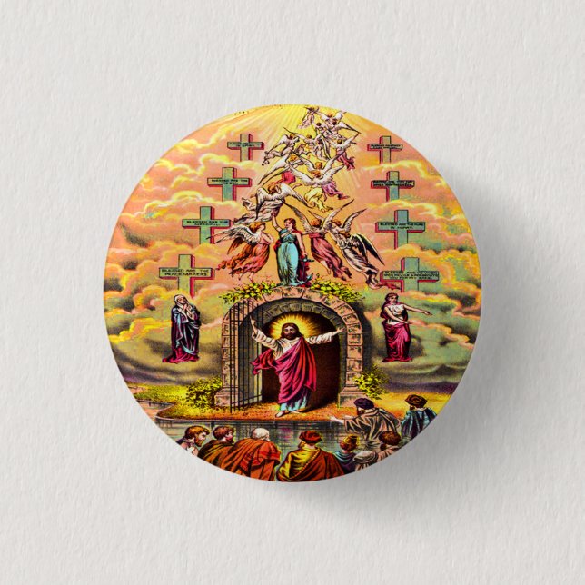 Heaven's gate Jesus embraced by angels 1 Inch Round Button (Front)