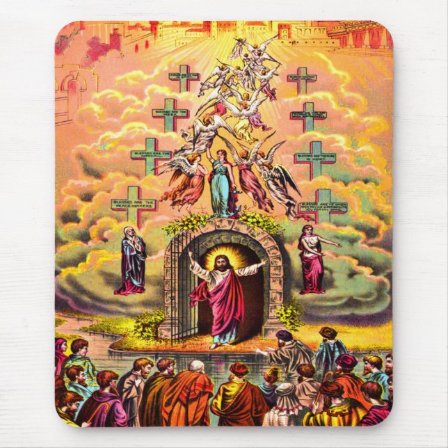 Heaven's gate Jesus embraced by angels Mouse Pad (Front)
