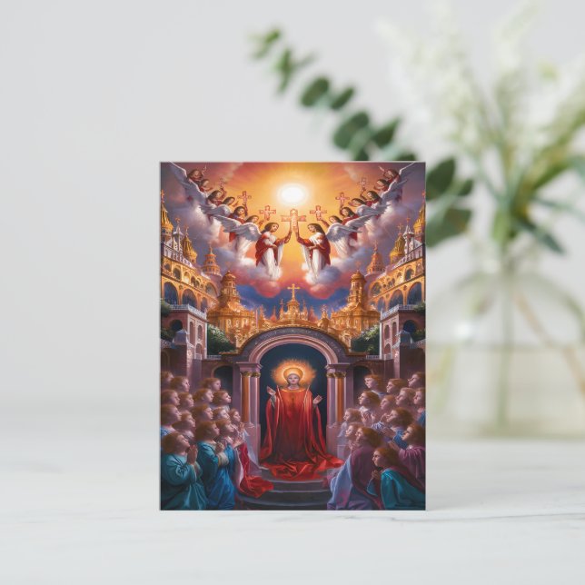 Heaven's gate Jesus Surrounded By Angels Postcard (Standing Front)