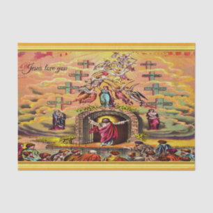 Heaven's Gate with a gold foil texture and Jesus Tissue Paper