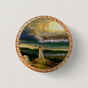 Heavens Welcoming Embrace Jesus at Dusk 1 Inch Round Button