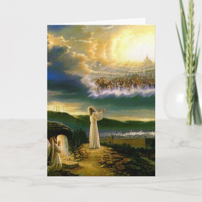 Heavens Welcoming Embrace Jesus at Dusk Card (Front)