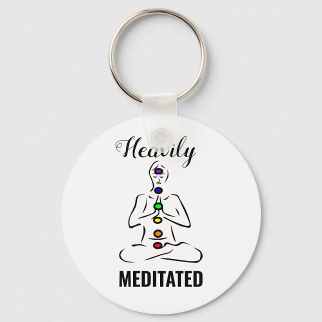 Heavily Meditated Chakra Button Keychain (Front)
