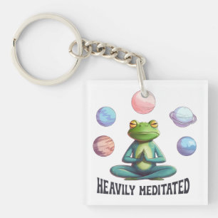 Heavily Meditated Frog Yoga Playful Zen Keychain