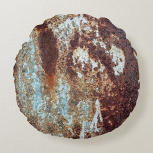 Heavily Rusted Metal Pattern Round Pillow