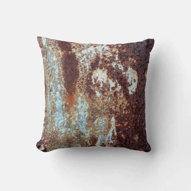 Heavily Rusted Metal Pattern Throw Pillow (Front)