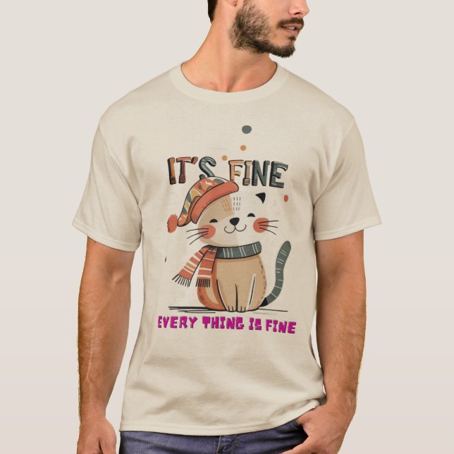 Heavy and soft T-shirt with an adorable cat design (Devant)