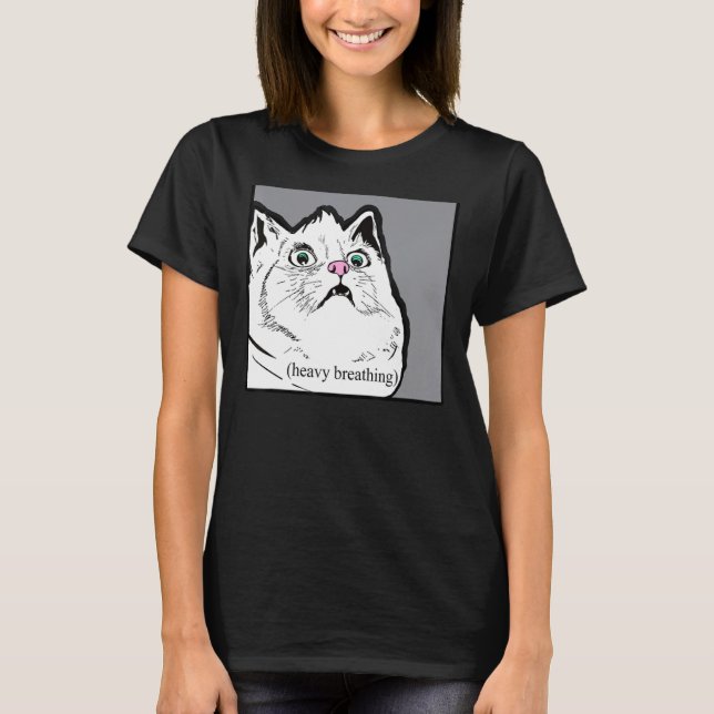 Heavy Breathing Cat Meme Fat Chonky Animal T-Shirt (Front)