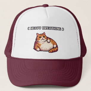 Heavy breathing fat cat meme pixel art trucker hat