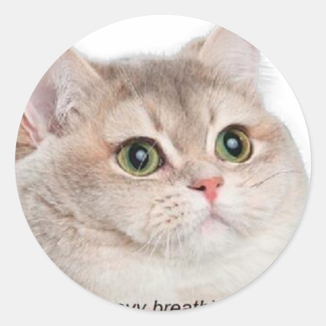 Heavy breathing meme classic round sticker (Front)
