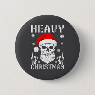 Heavy Christmas Skull Fans Rock Music Winter Holid 2 Inch Round Button