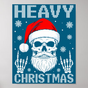 Heavy Christmas Skull Fans Rock Music Winter Holid Poster