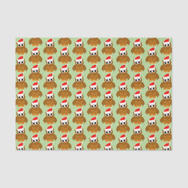 Heavy Christmas tissue paper with cute Santa owl (Front)