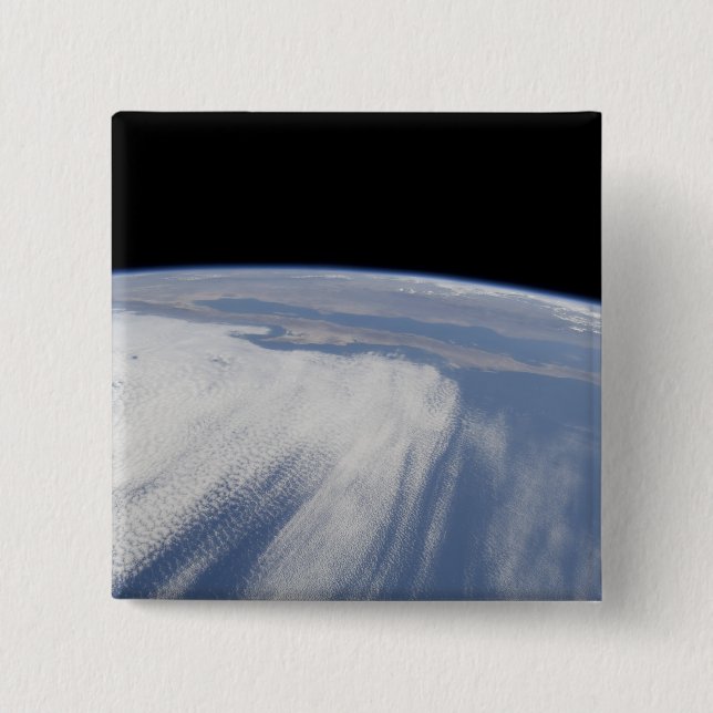 Heavy cloud cover over the Pacific Ocean 2 Inch Square Button (Front)