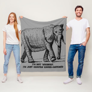 Heavy Cross-Hatched Elephant Fleece Blanket