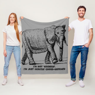 Heavy Cross-Hatched Elephant Fleece Blanket