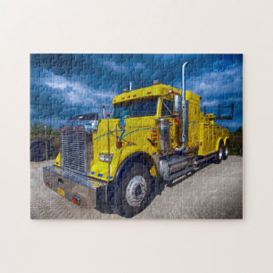 Heavy Duty Big Rig Yellow Semi Tow Truck Jigsaw Puzzle