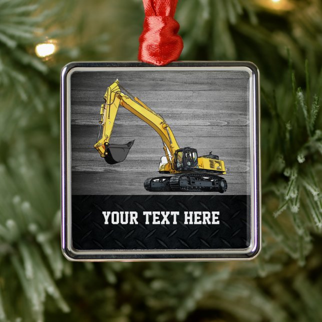 Heavy Equipment Business Excavator Construction Metal Ornament (Tree)