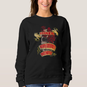 Heavy Equipment Mechanic Inked Skull & Red Roses T Sweatshirt
