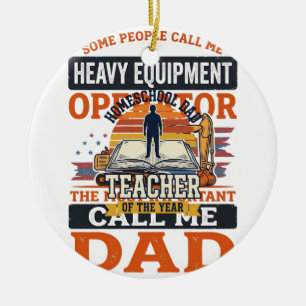 Heavy Equipment Operator Dad Vintage Shirt Design_ Ceramic Ornament