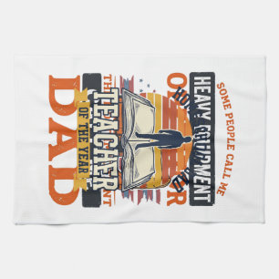 Heavy Equipment Operator Dad Vintage Shirt Design_ Kitchen Towel