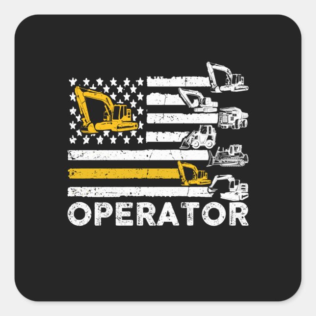 Heavy Equipment Operator Us Flag Square Sticker (Front)