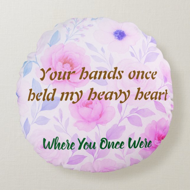 Heavy Heart & Quiet Echo, A Soft Touch of Memory Round Pillow (Front)