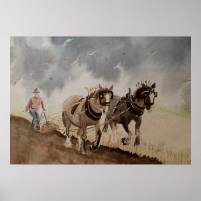 Heavy Horses Ploughing under a Heavy Sky Poster (Front)