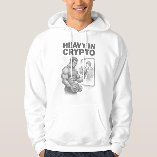 Heavy In Crypto Bitcoin Crypto Traders Sketch Hoodie (Front)