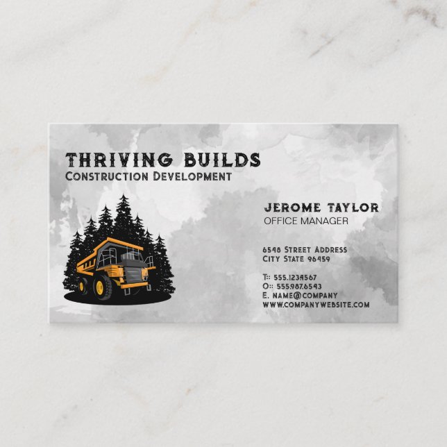 Heavy Machinery Mining Vehicle | Construction Business Card (Front)