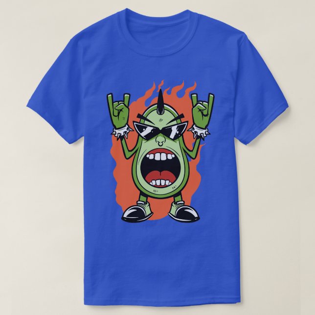Heavy Metal Avocado toon T-Shirt (Design Front)