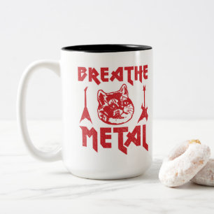 Heavy Metal Cat Two-Tone Coffee Mug