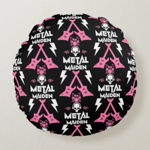 Heavy Metal Chick Music Fan Round Pillow