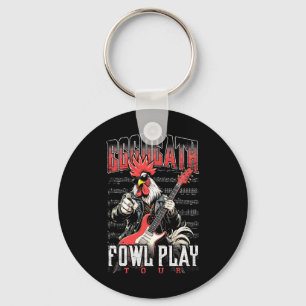 Heavy Metal Chicken Rooster Eggdeath Tour Guitaris Keychain