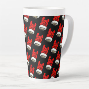 Heavy Metal Christmas Horns Up Pattern Latte Mug