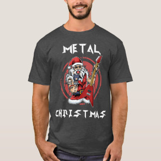 Heavy Metal Christmas Metalhead Santa Rock Horns T-Shirt