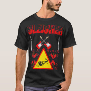 Heavy Metal Christmas Sleigher Guitar Sword Music  T-Shirt