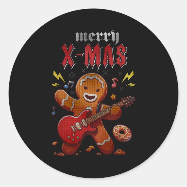 Heavy Metal Christmas Sleigher Hail Santa Claus Ro Classic Round Sticker (Front)