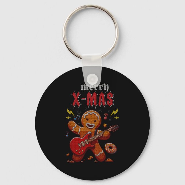 Heavy Metal Christmas Sleigher Hail Santa Claus Ro Keychain (Front)