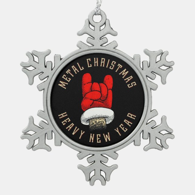 Heavy Metal Christmas Snowflake Pewter Christmas Ornament (Front)