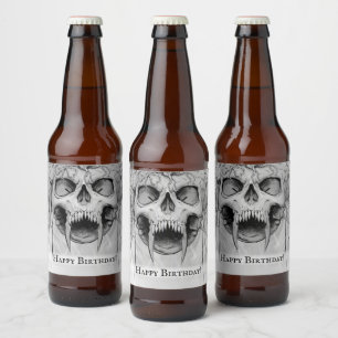 Heavy Metal Death Skull Beer Bottle Label