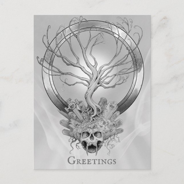 Heavy Metal Death Skull Graveyard Greeting Card (Front)